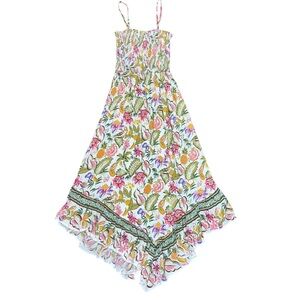 Angie Beige Pink GreenMaxi Floral Sundress Festival NWT Ladies Small Boho Midi